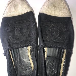 PREOWNED AUTHENTIC CHANEL LINEN ESPADRILLES